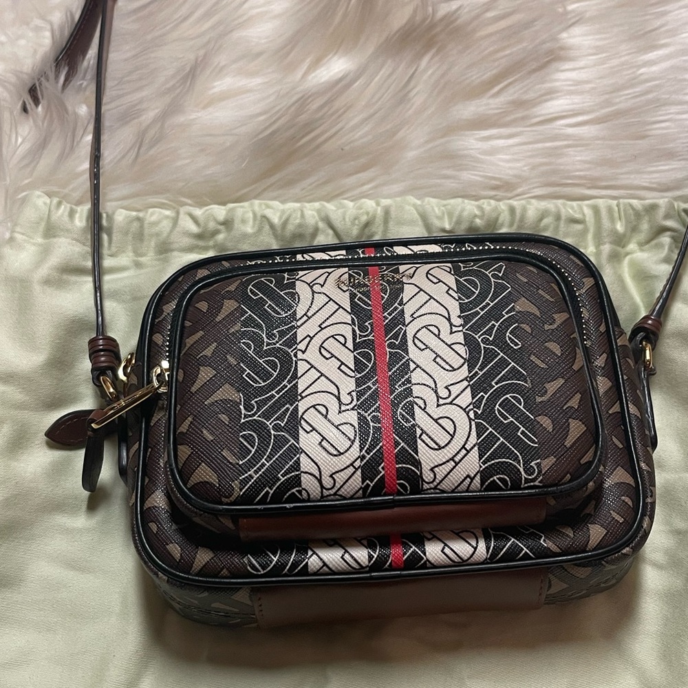 BURBERRY Monogram Stripe E-canvas Camera Bag - Picture 6 of 16